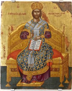Christus auf dem Thron, Retter der Welt, 18. Jahrhundert von Anonymous Russian icon painter