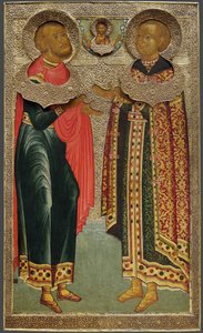 Heiliger Johannes Sochavsky und Zarewitsch Iwan Michailowitsch von Anonymous Russian icon painter