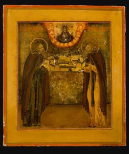 Heilige Zosima und Savvatiy von Solovki, Spätes 18. Jahrhundert von Anonymous Russian icon painter