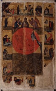 Der Prophet Elija mit Szenen aus seinem Leben, Ende des 14. Jahrhunderts