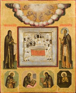 Ehrwürdiger Antonius und Theodosius der Höhlen, 17. Jahrhundert von Anonymous Russian icon painter