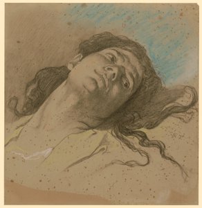 Weiblicher Studienkopf, zurückgelehnt, mit aufgelöstem Haar von Anselm Feuerbach