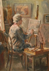 Künstler bei der Arbeit im Studio von Cor Visser, Ipswich von Anthea Durose