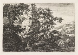 Doppelter Wasserfall von Anthonie Waterloo