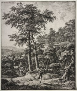 Sechs große aufrechte Landschaften mit Szenen aus Ovids Metamorphosen: Apollo und Daphne von Anthonie Waterloo