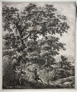 Sechs große aufrechte Landschaften mit Szenen aus Ovids Metamorphosen: Pan und Syrinx von Anthonie Waterloo