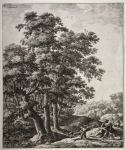 Sechs große aufrechte Landschaften mit Szenen aus Ovids Metamorphosen: Venus und Adonis von Anthonie Waterloo