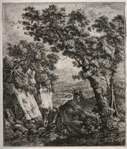 Sechs große aufrechte Landschaften mit Szenen aus dem Alten Testament: Tobias und der Engel von Anthonie Waterloo