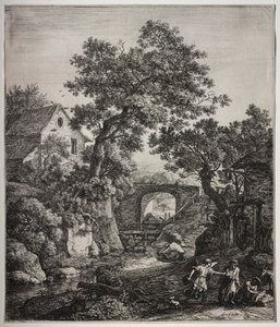 Sechs große aufrechte Landschaften mit Szenen aus dem Alten Testament: Zipporah beschneidet ihren Sohn von Anthonie Waterloo