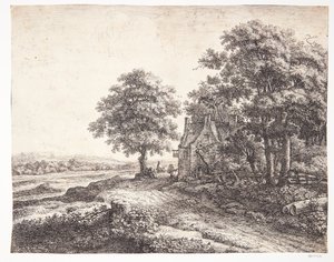 Großer Lindenbaum vor einem Gasthaus von Anthonie Waterloo