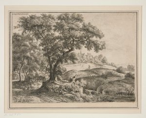 Am Waldrand mit Dorf auf den Höhen von Anthonie Waterloo