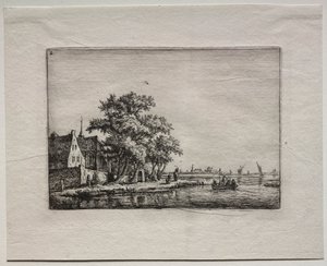 Zwölf Landschaften: Platte B, Der Friedhof am Kanal von Anthonie Waterloo