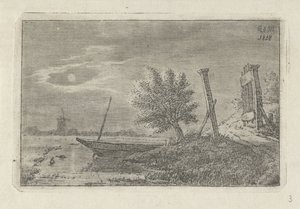Landschaft mit Boot und offenem Tor von Anthonie Willem Hendrik Nolthenius de Man