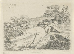 Liegender Mann im Gras (Drentscher Bauer) von Anthonie Willem Hendrik Nolthenius de Man