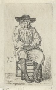 Sitzender Mann mit Stock (Serie: 12 Studienfiguren) von Anthonie Willem Hendrik Nolthenius de Man