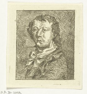 Porträtbüste eines jungen Mannes mit weißer Krawatte von Anthonie van den Bos