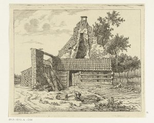 Schilfschneider vor der Ruine des Hauses Snaatburg in Maarssen