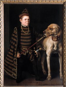 Porträt des Zwergs des Kardinals Granvelle, Minister von Karl V. Gemälde von Anthonis Moor Van Dashorst Anthonis genannt Antonio Moro (1517-1575/76). 16. Jahrhundert.