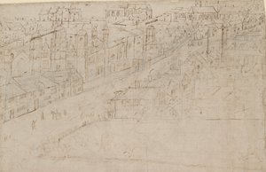 Panorama von London, gesehen von Southwark: Borough High Street mit St Mary Overy von Anthonis van den Wyngaerde