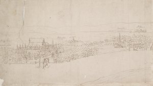 Panorama von London, gesehen von Southwark: Westminster, 1554