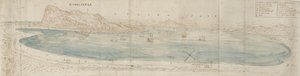Panoramablick über die Bucht von Gibraltar, um 1567 von Anthonis van den Wyngaerde