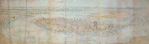 Panoramablick auf Dordrecht, von einem erhöhten Punkt im Westen gesehen von Anthonis van den Wyngaerde