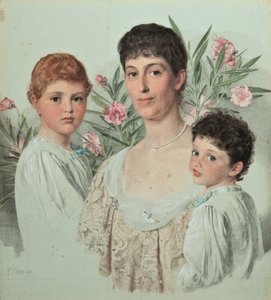 Porträt einer Mutter und ihrer zwei Kinder von Anthony Frederick Augustus Sandys