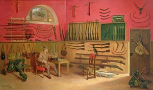Sir Ralph Payne Gallwey in seinem Waffenraum in Thirkleby Hall, Yorkshire, 1914 von Anthony de Bru