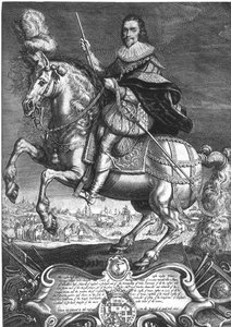 Reiterporträt von George Villiers (1592-1628), 1. Herzog von Buckingham, graviert von Willem de Passe (1598-1637) 1625 von Anthony van (after) Dyck