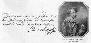 Handschrift und Unterschrift von Van Dyck, 14. August 1636