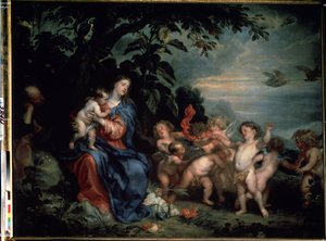 Die Rast auf der Flucht nach Ägypten (Die Jungfrau mit Rebhühnern) von Anthony van Dyck