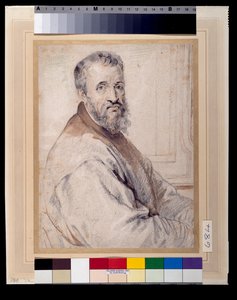 Michelangelo, vermutlich nach Bugiardini oder Federico Zuccaro (rote & schwarze Kreiden über Feder & Tinte mit Waschung auf Papier) von Anthony van Dyck
