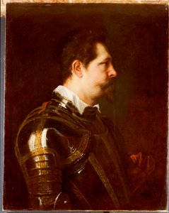 Porträt eines Generals, Brustbild, in damaszierter Rüstung mit weißem Kragen und roter Schärpe von Anthony van Dyck