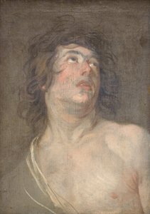 Studienkopf eines jungen Mannes, der nach oben schaut. St. Sebastian von Anthony van Dyck
