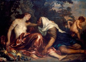 Vertumnus und Pomona (Jupiter und Ceres): Vertumnus, verliebt in die Nymphe Pomona, verkleidet sich als alte Frau, um sich ihr zu nähern. Gemälde von Antonie Van Dyck (1599-1641) 1623-1625 von Anthony van Dyck