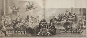 Entwurf des Mittelpanels der Decke der Grand Gallery des Palais Royal, graviert von Nicolas Henri Tardieu