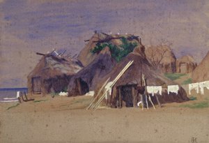 Fischerhütten an der Küste von Antoine Auguste Ernest Herbert or Hebert