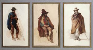 Drei Arten von Ciociari-Hirten von Antoine Auguste Ernest Herbert or Hebert