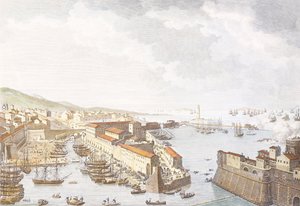 Einzug der Franzosen in Livorno, Juni 1796, Stich von Jean Duplessis-Bertaux, Zeichnung von Carle Vernet, Französische Revolutionskriege, Italien von Antoine Charles Horace Vernet