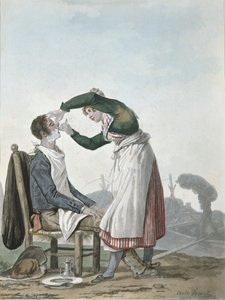 Ein Bergmann rasiert sich von Antoine Charles Horace Vernet