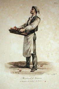 Der Kuchenverkäufer, Nummer 1 aus der Serie Die Rufe von Paris, graviert von Francois Seraphin Delpech (1778-1825)