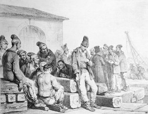 Die Sträflinge, graviert von François Séraphin Delpech (1778-1825), erste Hälfte des 19. Jahrhunderts von Antoine Charles Horace Vernet