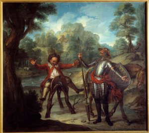 Geschichte von Don Quixote: Sancho wacht auf und verzweifelt, weil er seinen geliebten Grison nicht findet