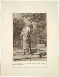 Aristomenes trauert um den Tod von Sokrates durch die Verzauberung von Meroë (aus Buch 1 von Apuleius, "Der goldene Esel")