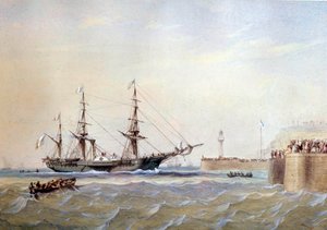 Raddampfer kehrt in den Hafen von Le Havre zurück im 19. Jahrhundert von Antoine Desire Heroult