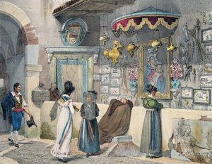 Bürger beten in Rom, Gravur aus Jahr in Rom, Frankreich von Antoine Jean Baptiste Thomas