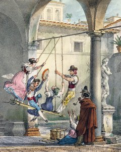 Schaukel, Gravur von Antoine Jean-Baptiste Thomas aus Un an a Rome et dans ses environs, Frankreich von Antoine Jean Baptiste Thomas