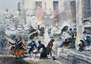 Konfettiwerfen während des Karnevals in Rom von Antoine Jean Baptiste Thomas