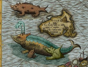 Detail einer Seekarte (Carta marina) von Olaus Magnus (1490-1557)