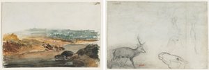 Landschaft (recto); Tierstudien (verso) von Antoine Louis Barye